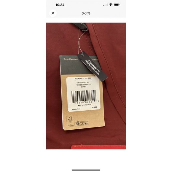 The North Face NF0A5ABY92L Men's Sz Large Red Dragline Waterproof Ski Bib $325 - Picture 3 of 8